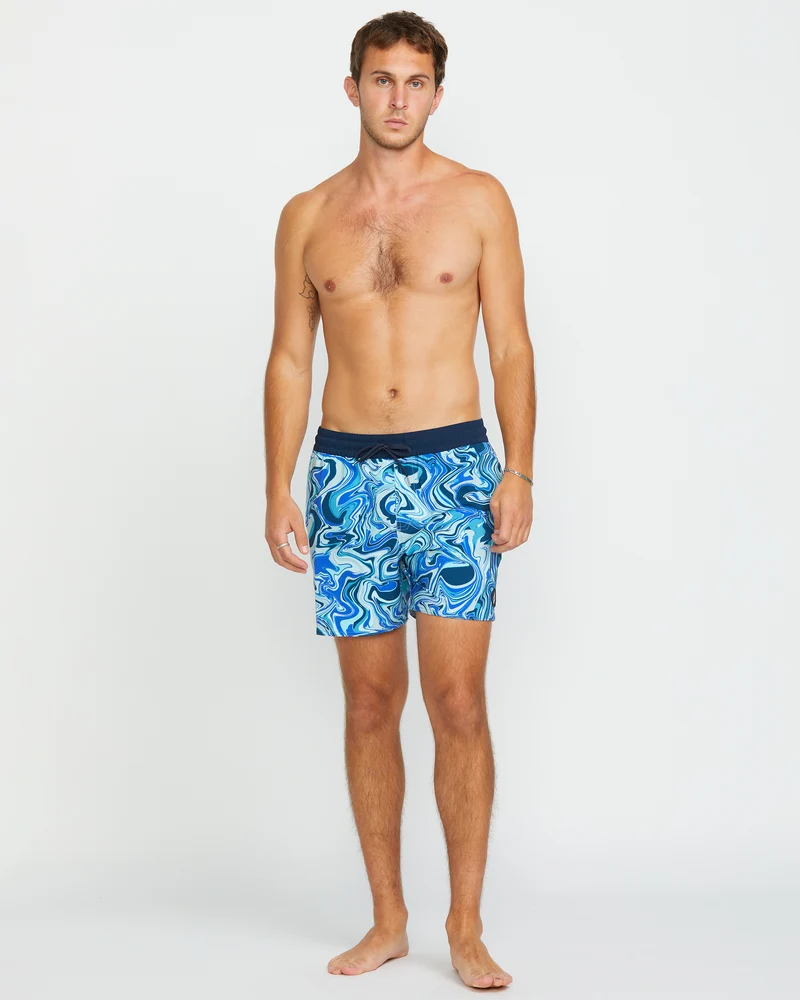 Lido Print Trunk 16" Boardshorts - NAVY