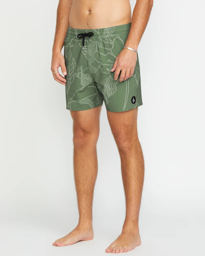 Lido Print Trunk 16" Boardshorts - LIGHT OLIVE