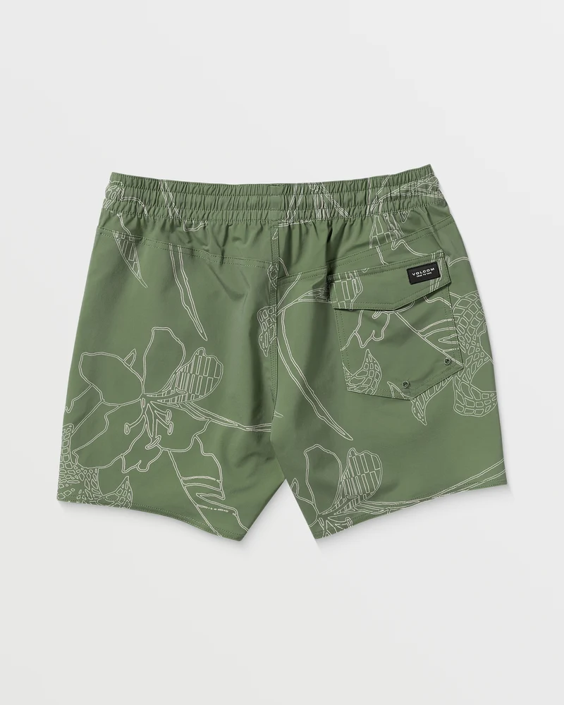 Lido Print Trunk 16" Boardshorts - LIGHT OLIVE