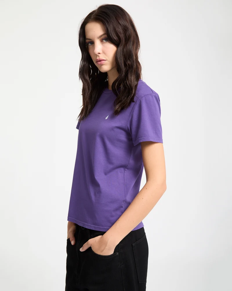 Solid Stone Besticktes T-Shirt - Acai