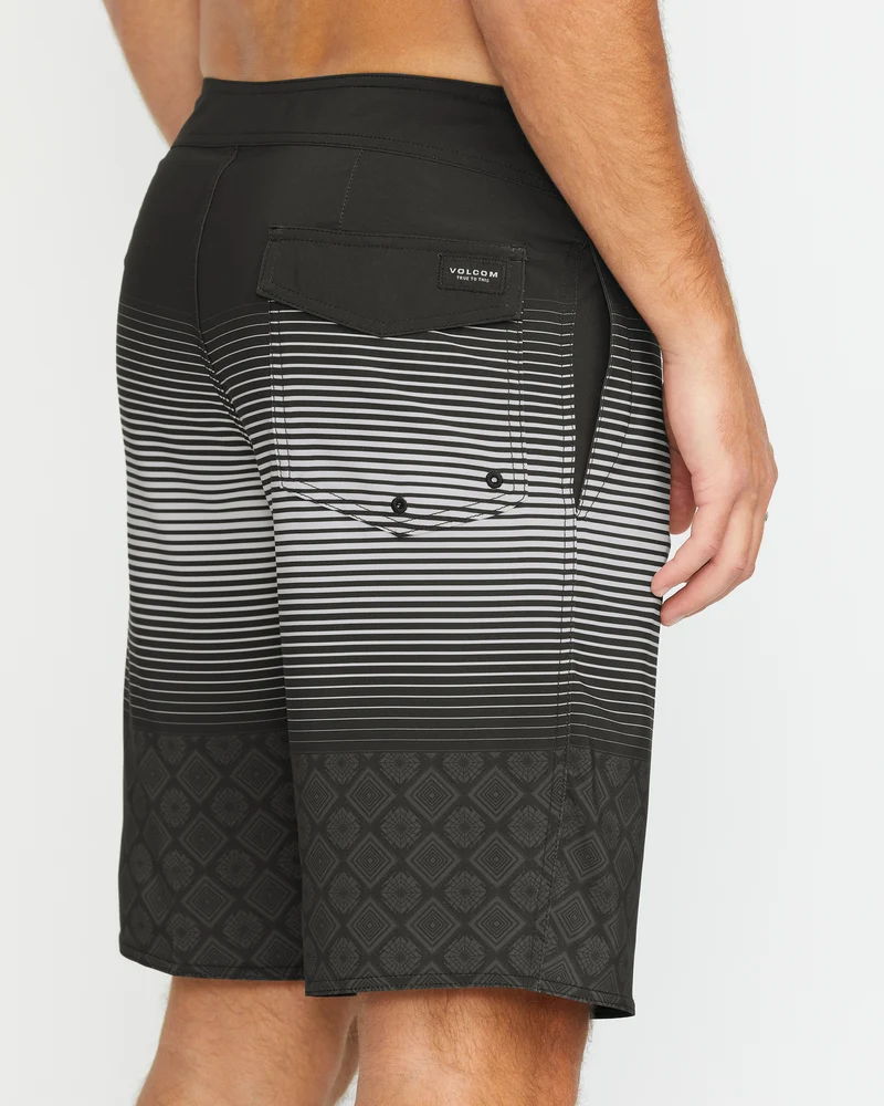 Lido Stripe Mod 20" Boardshorts - BLACK