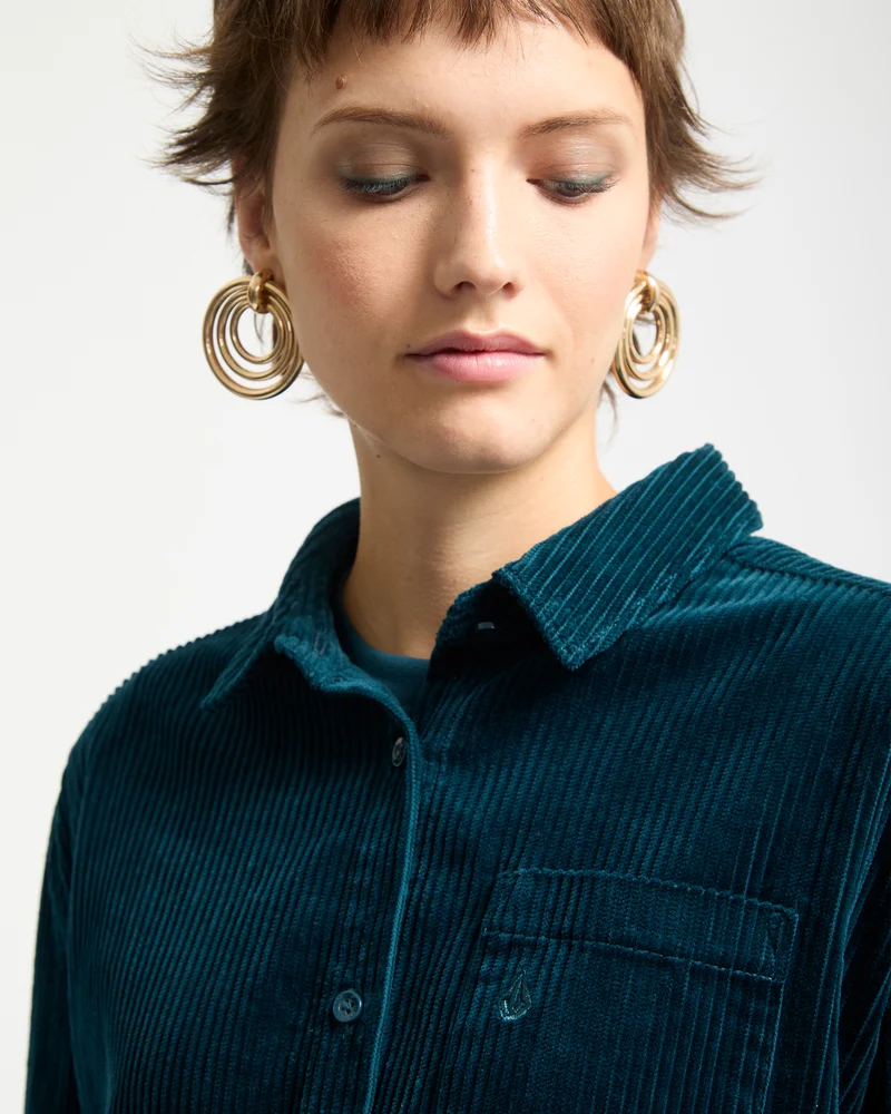 Weellow Cord-Hemd - Emerald Green