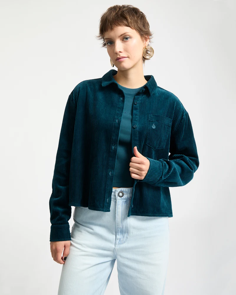 Weellow Cord-Hemd - Emerald Green