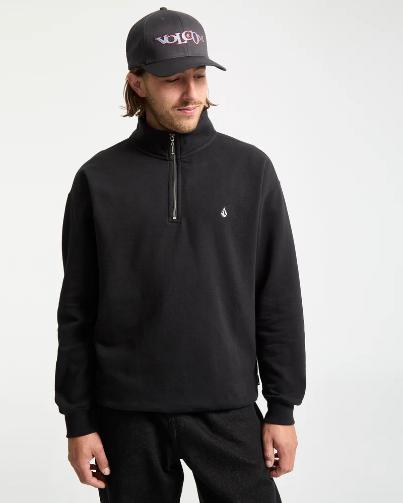 Single Stone Zip-Sweatshirt Mit - Black