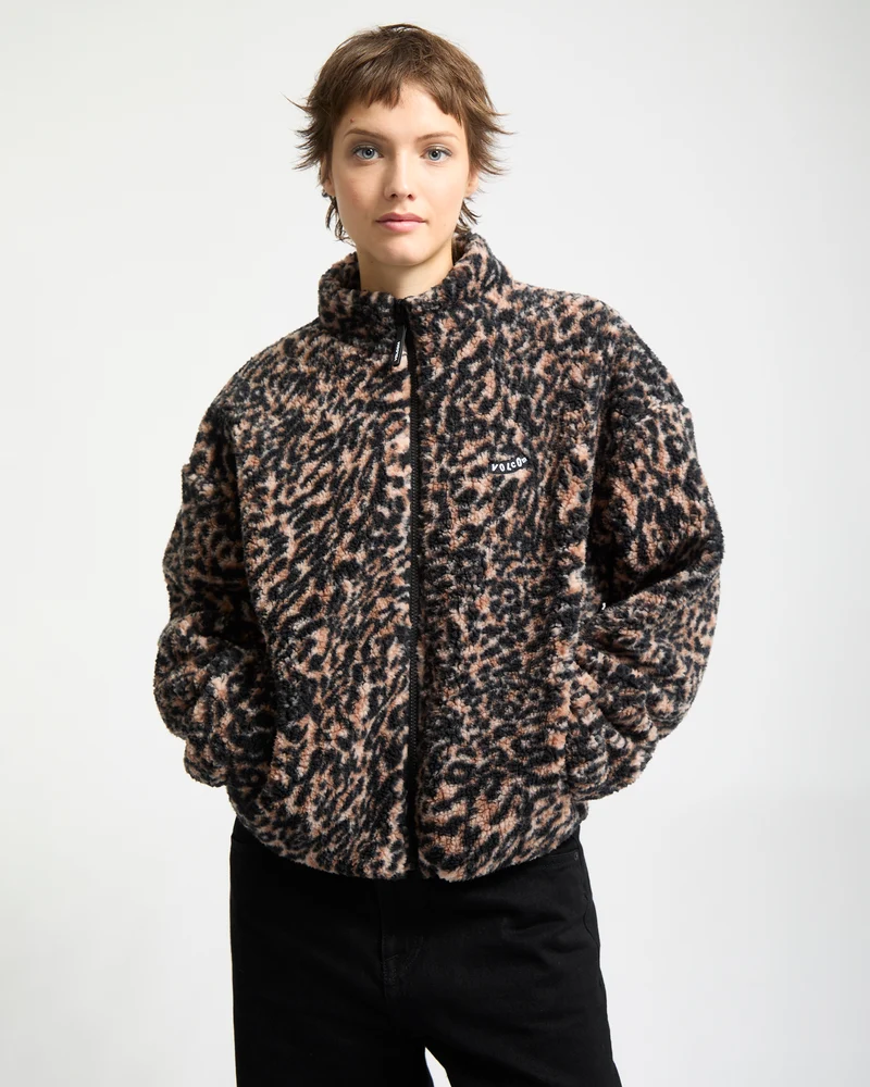 Wylding Out Zip Sherpa - Animal Print