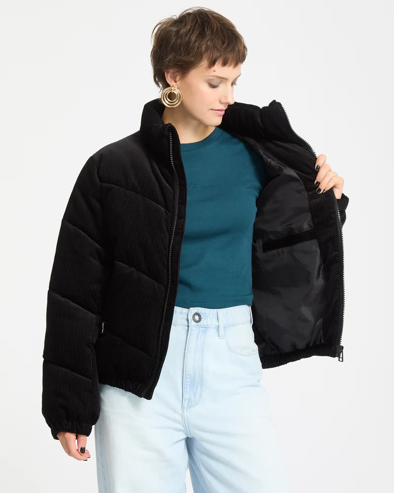 Cord'N Stone Puffer Jacke - Black