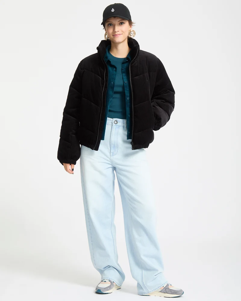 Cord'N Stone Puffer Jacke - Black