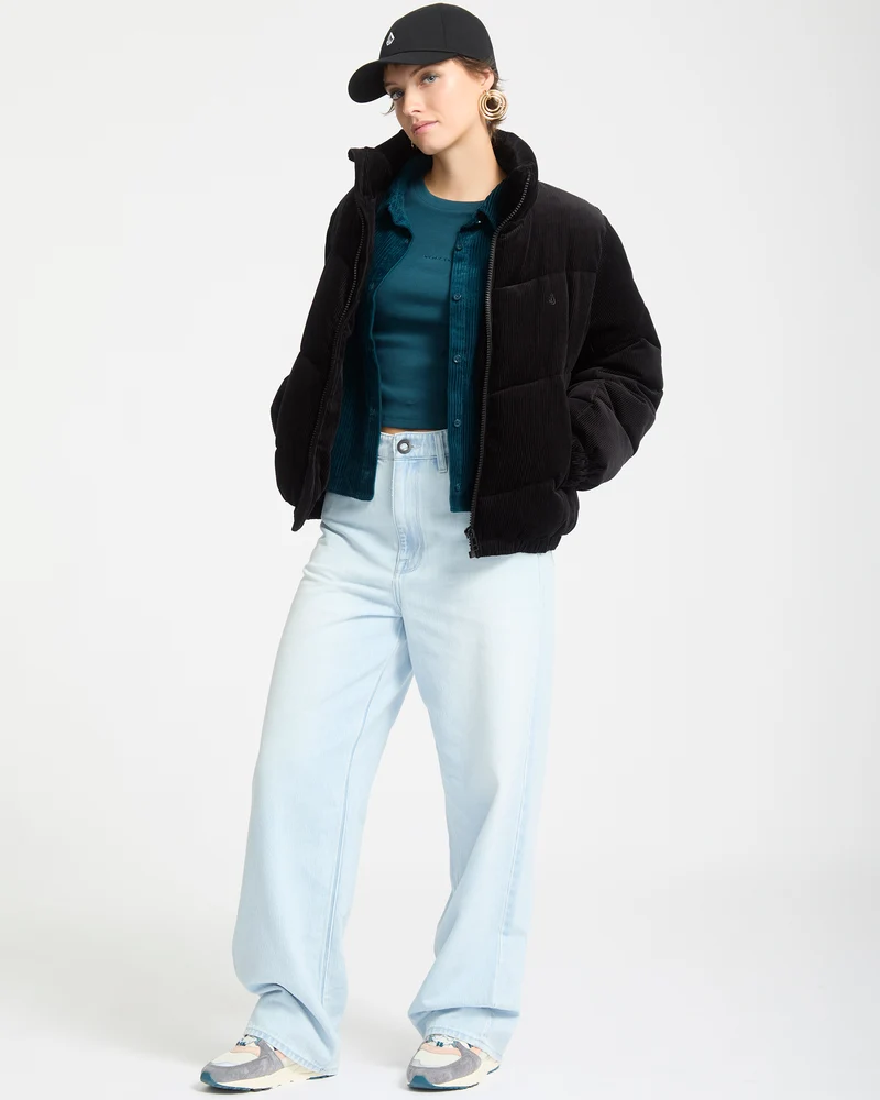 Cord'N Stone Puffer Jacke - Black