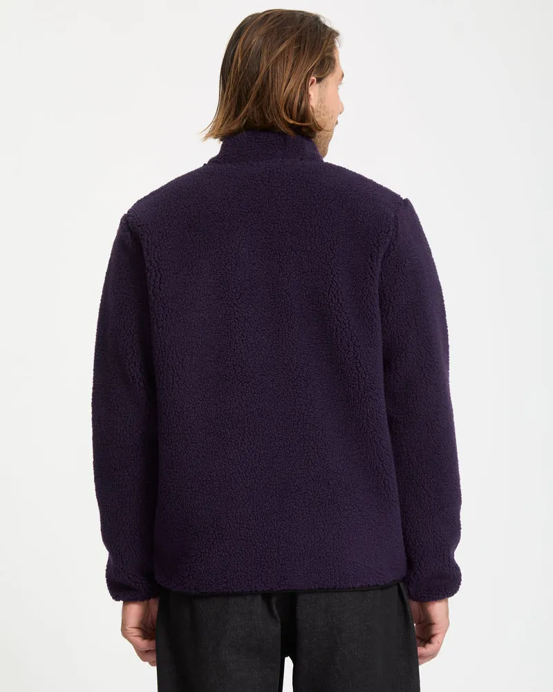 Muzzer Fuzzar Zip-Sherpa-Sweatshirt - Dark Purple