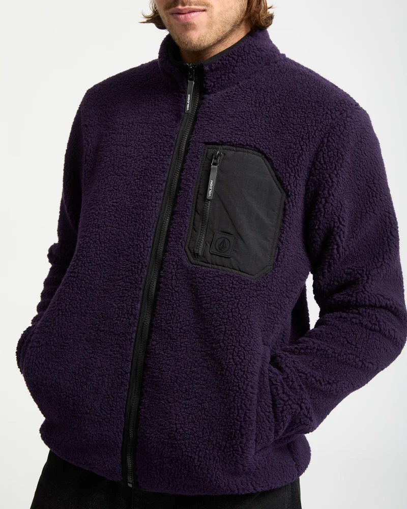 Muzzer Fuzzar Zip-Sherpa-Sweatshirt - Dark Purple
