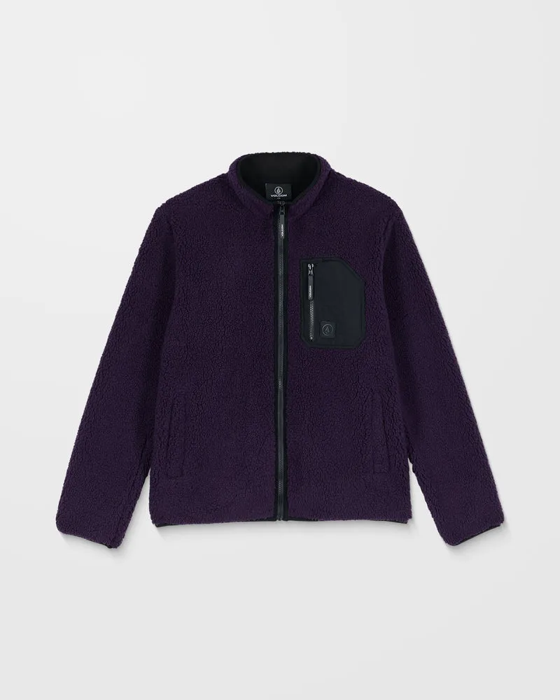 Muzzer Fuzzar Zip-Sherpa-Sweatshirt - Dark Purple