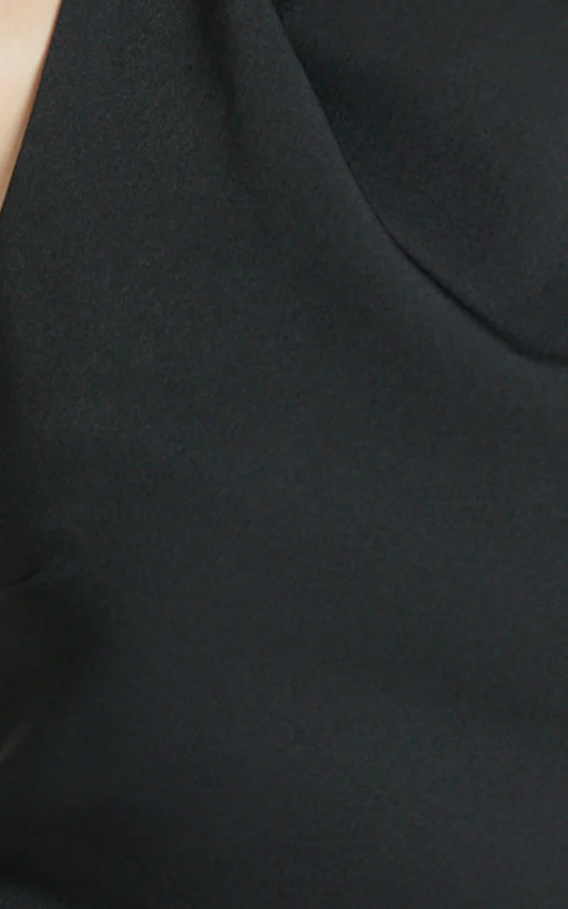 Harlene Top - Draped Tucked Neck Sleeveless Top in Black