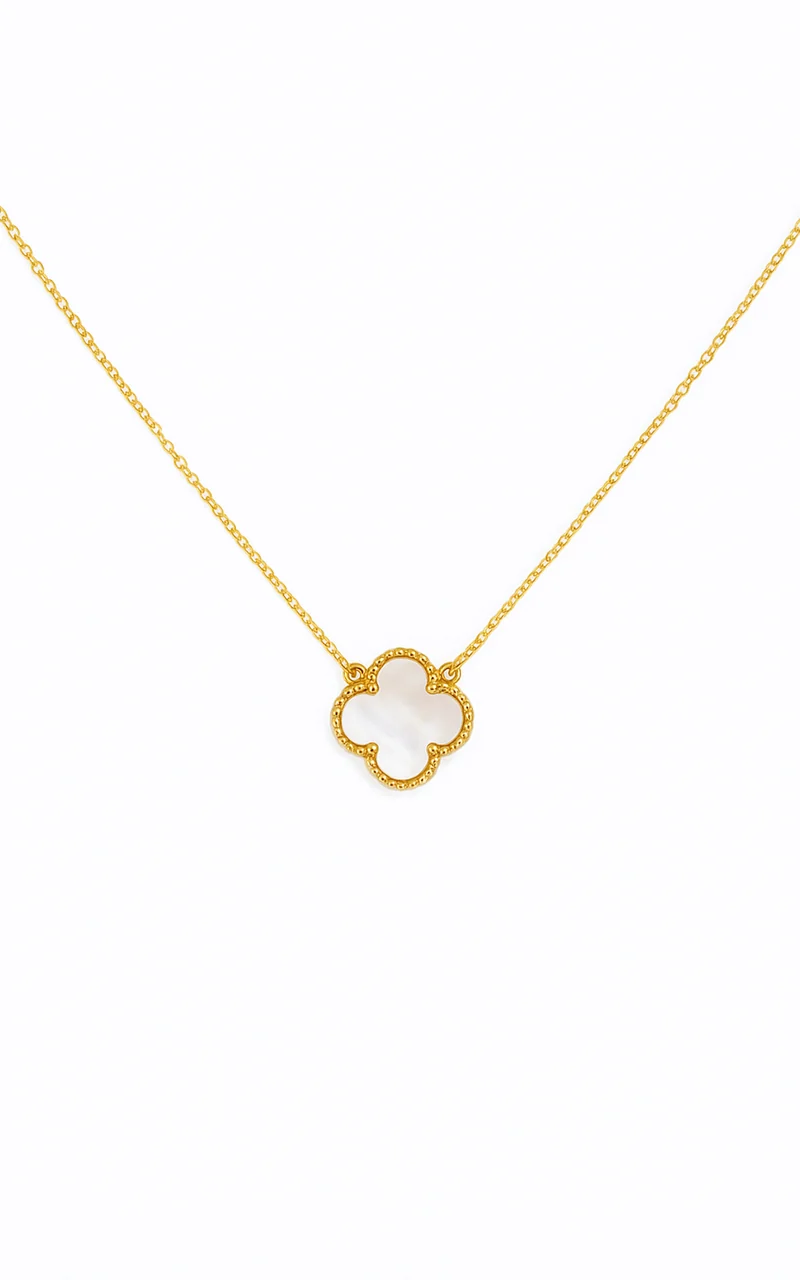 Britt Clover Pendant Necklace in Gold/White