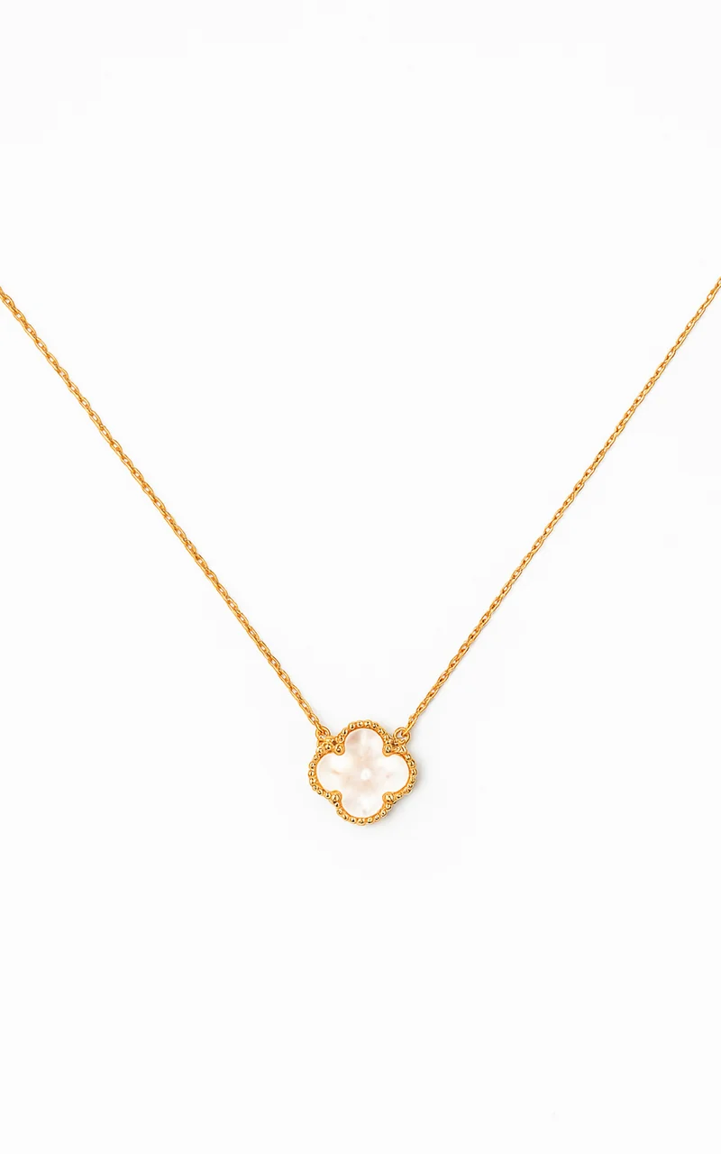 Britt Clover Pendant Necklace in Gold/White