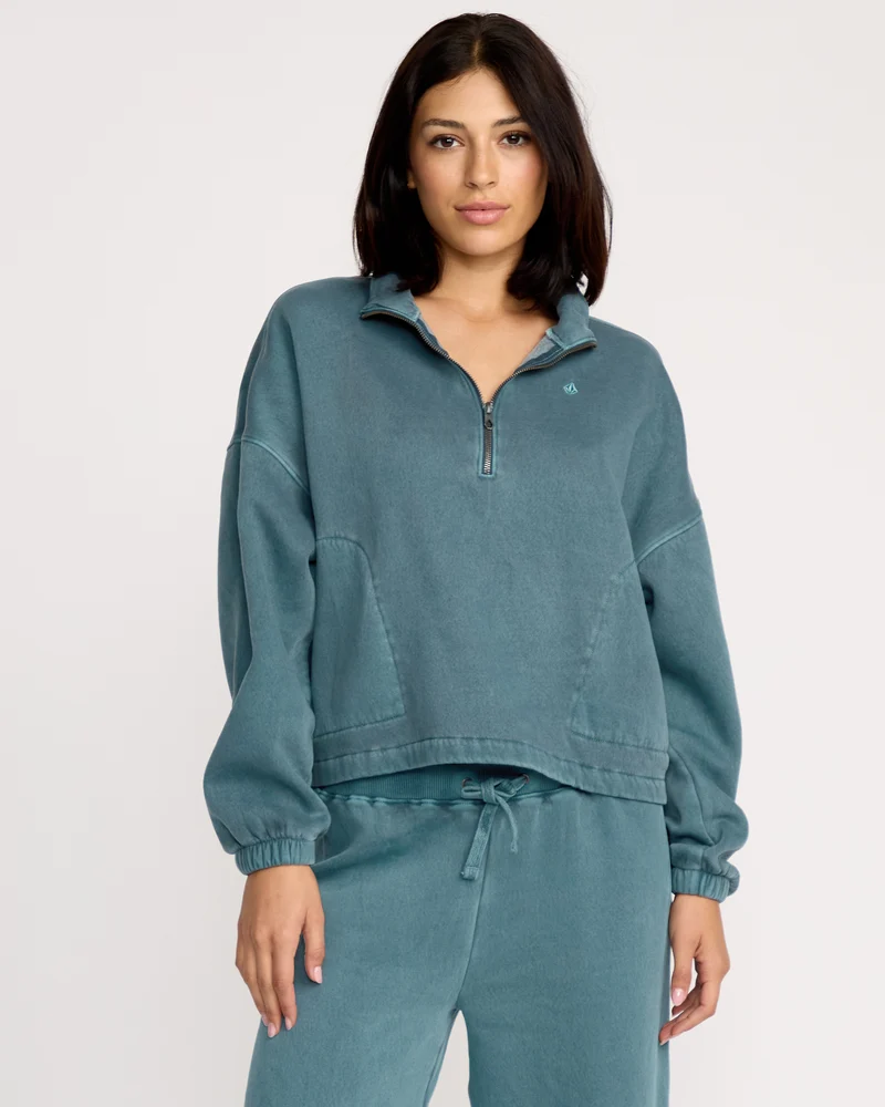Stone Soft Quarter Zip Sweatshirt - Emerald Green