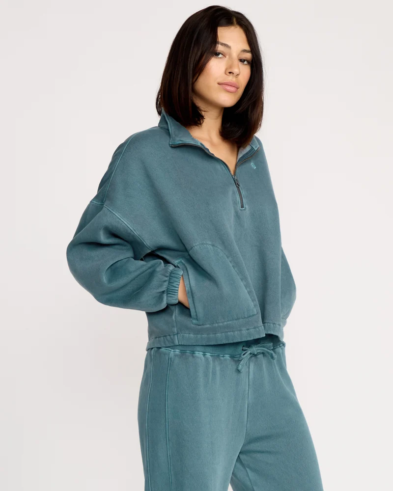 Stone Soft Quarter Zip Sweatshirt - Emerald Green