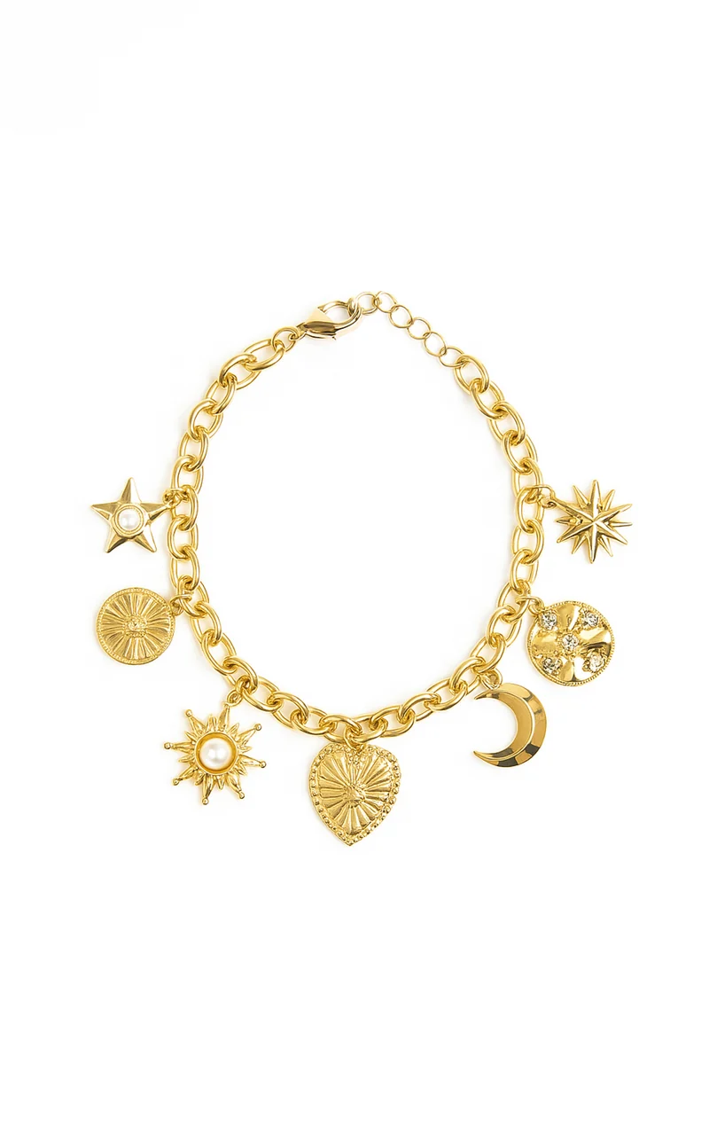 Shellie Charm Bracelet in Gold