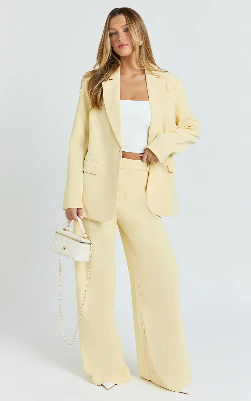 Selena Blazer - Oversized Single Breasted Blazer in Lemon