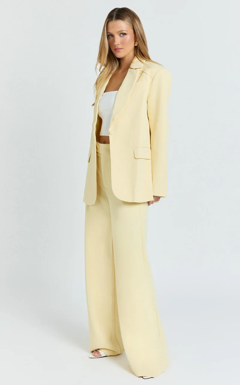 Selena Blazer - Oversized Single Breasted Blazer in Lemon