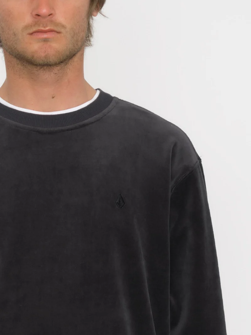 Single Stone Velvet Sweatshirt - BLACK