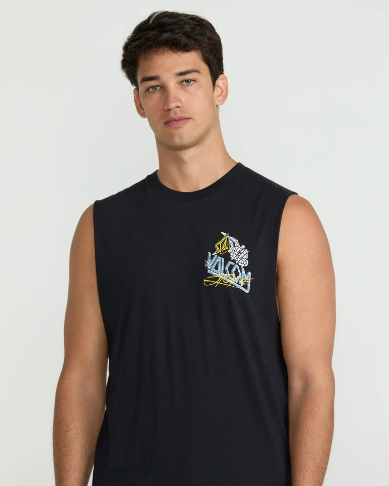 Dropped This Sleeveless T-Shirt - Antique Black