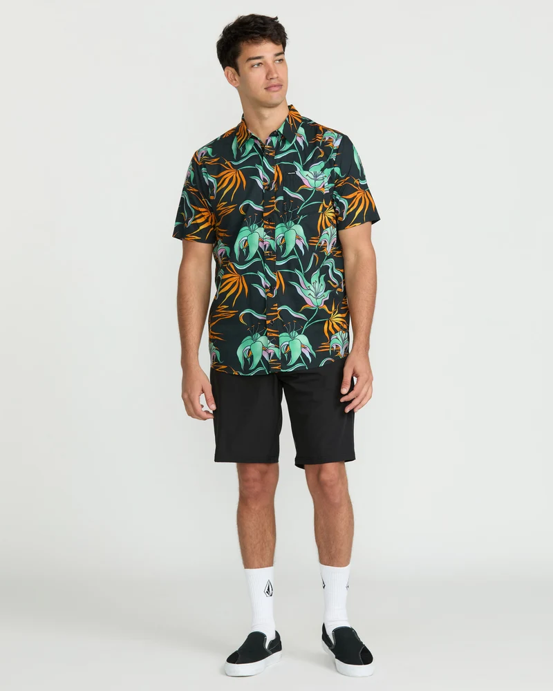 Brainmelter Floral Hemd - Black Green