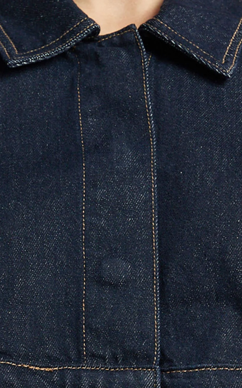 Rhylee Jacket - Oversized Cropped Denim Jacket in Raw Denim