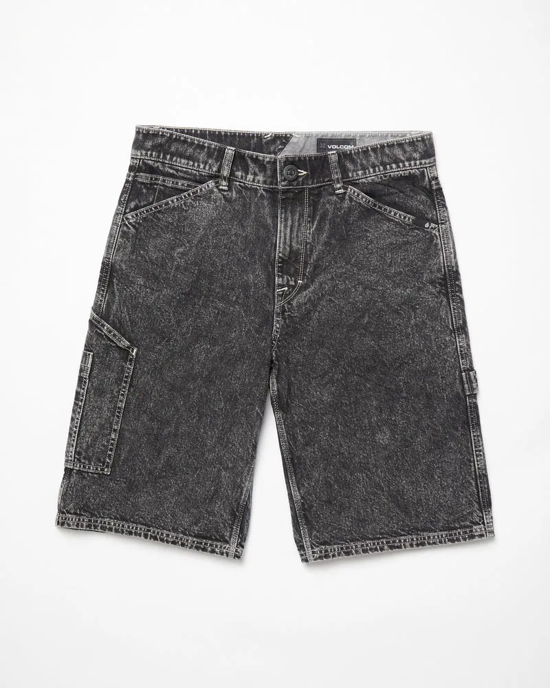 Labored Denim Utility Shorts - LIGHT ACID BLACK