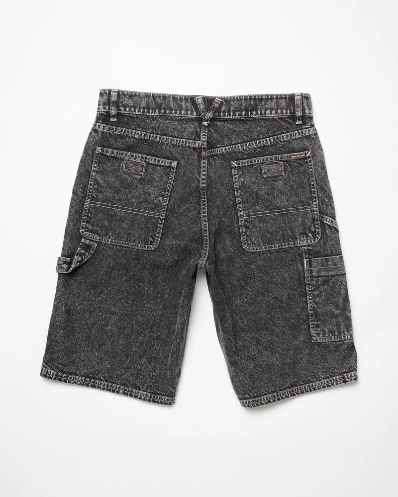 Labored Denim Utility Shorts - LIGHT ACID BLACK