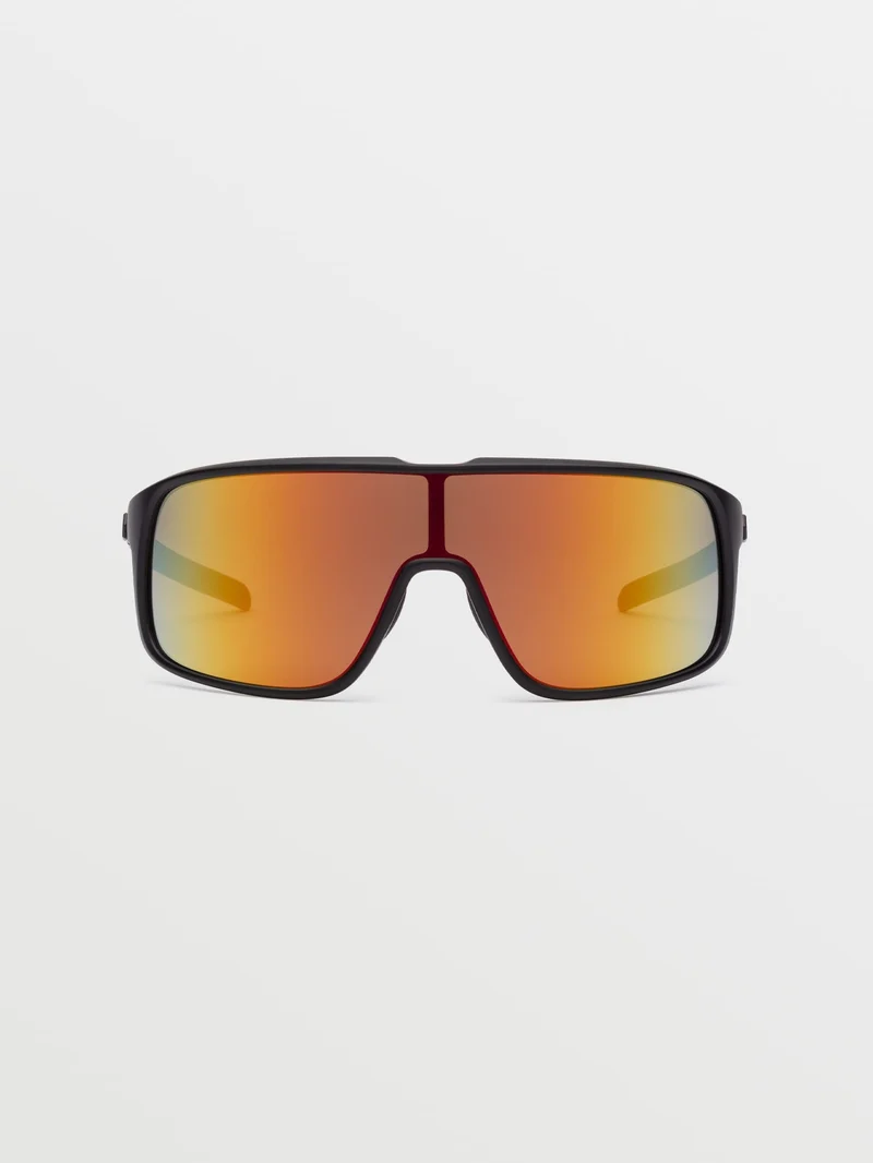 Macho Matte Black Sonnenbrille (Gray Red Lens) - GRAY RED CHROME