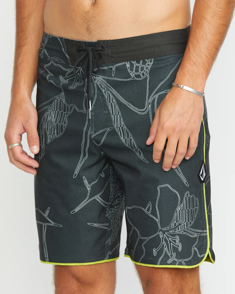 Mister Fib Scallop Stoney 19" Boardshorts - STEALTH