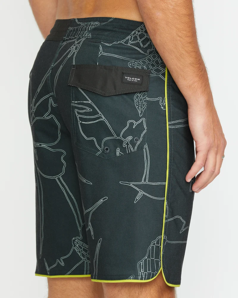 Mister Fib Scallop Stoney 19" Boardshorts - STEALTH