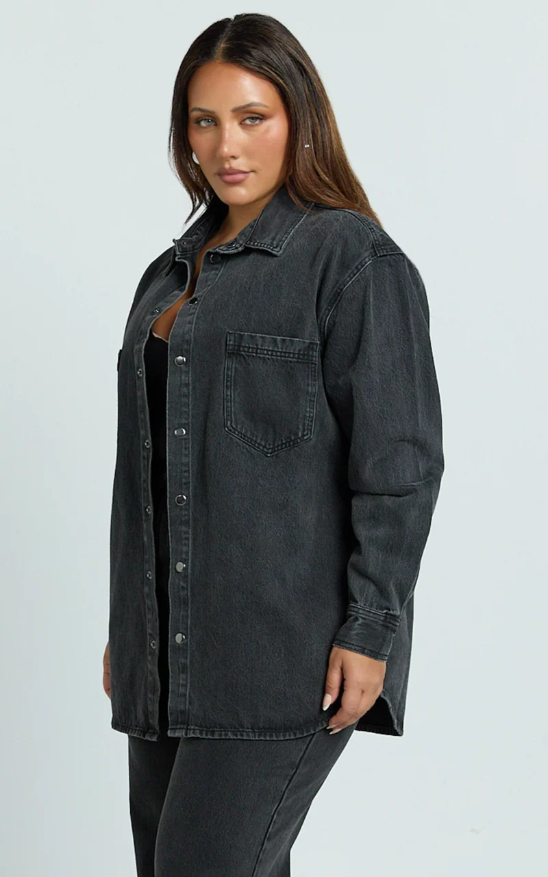 Faharra Shirt - Recycled Cotton Denim Shirt in Black