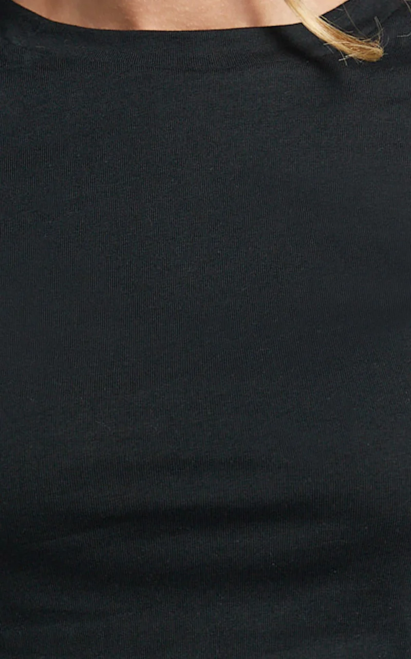 Georgina Top - Crew Neck Short Sleeve Baby Tee in Black