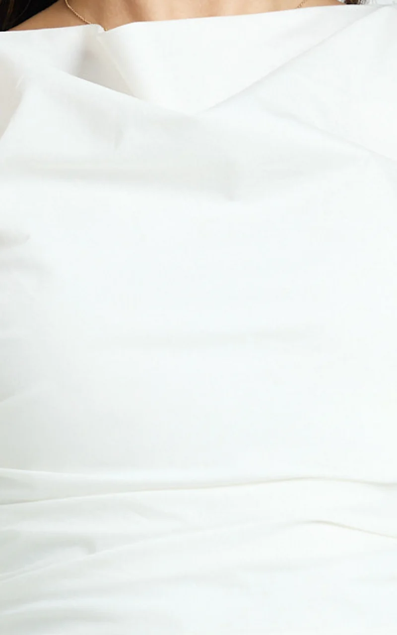 Esme Top - Boat Neck Gathered Top in White