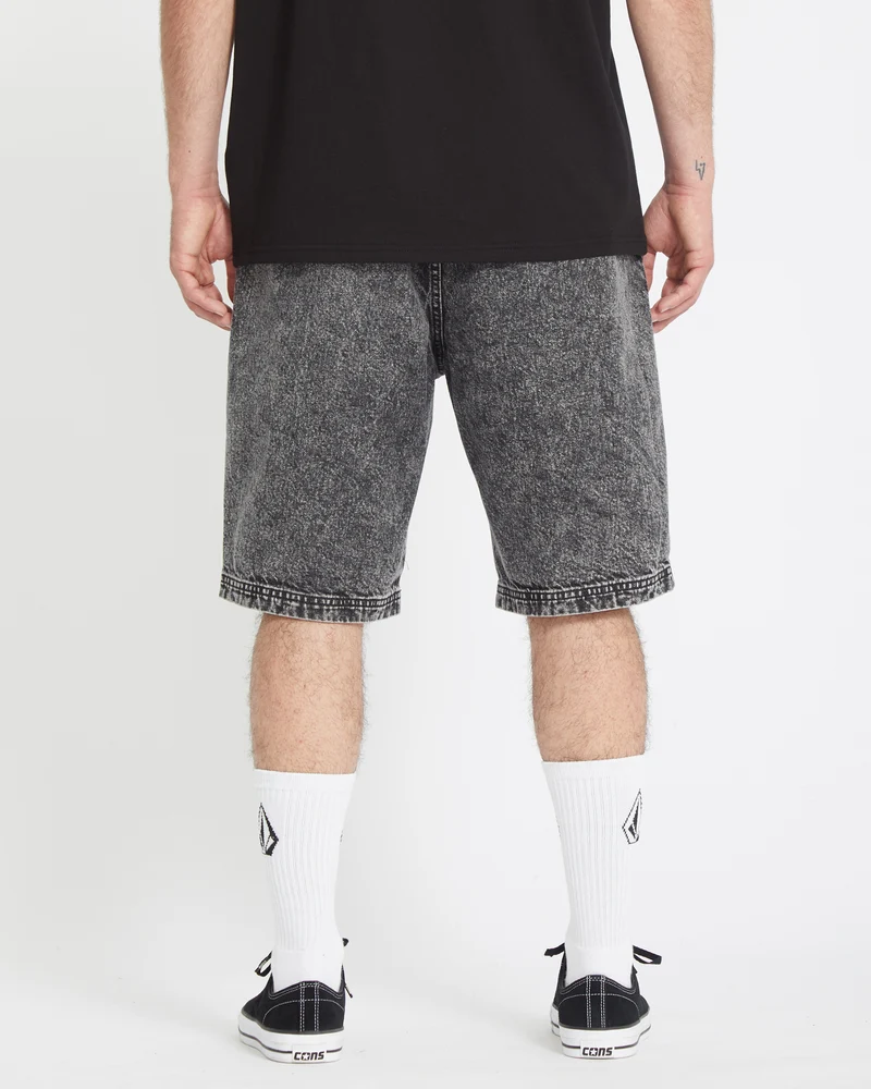 Freazy Loose Elasticated Waist 22" Shorts - LIGHT ACID BLACK