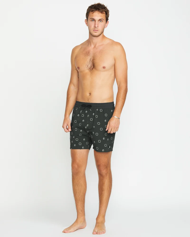 Lido Print Trunk 16" Boardshorts - STEALTH