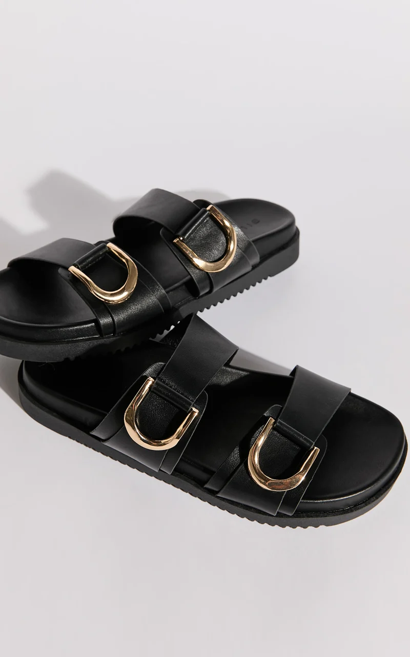 Billini - Areli Slides with Hardware Detail in Black