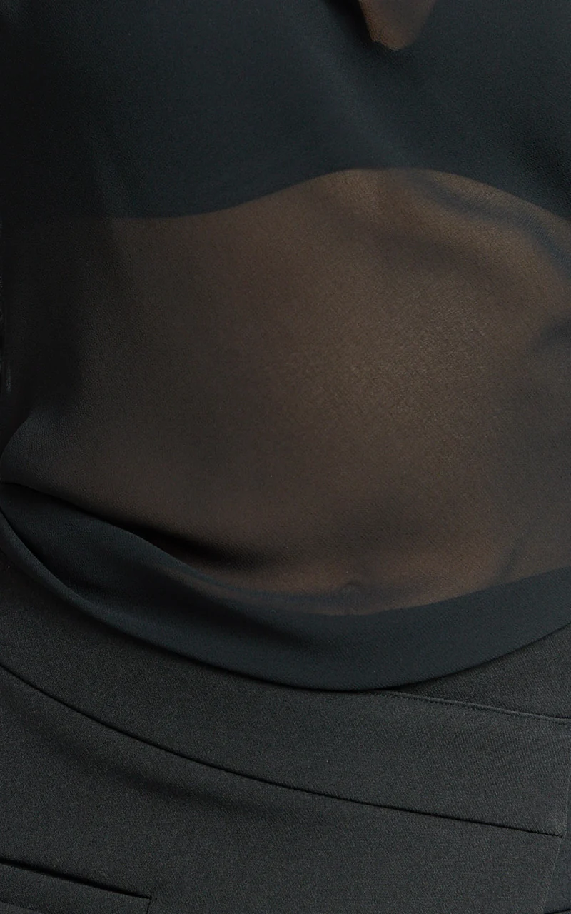 Milla Top - Georgette Asymmetric Draped Top in Black