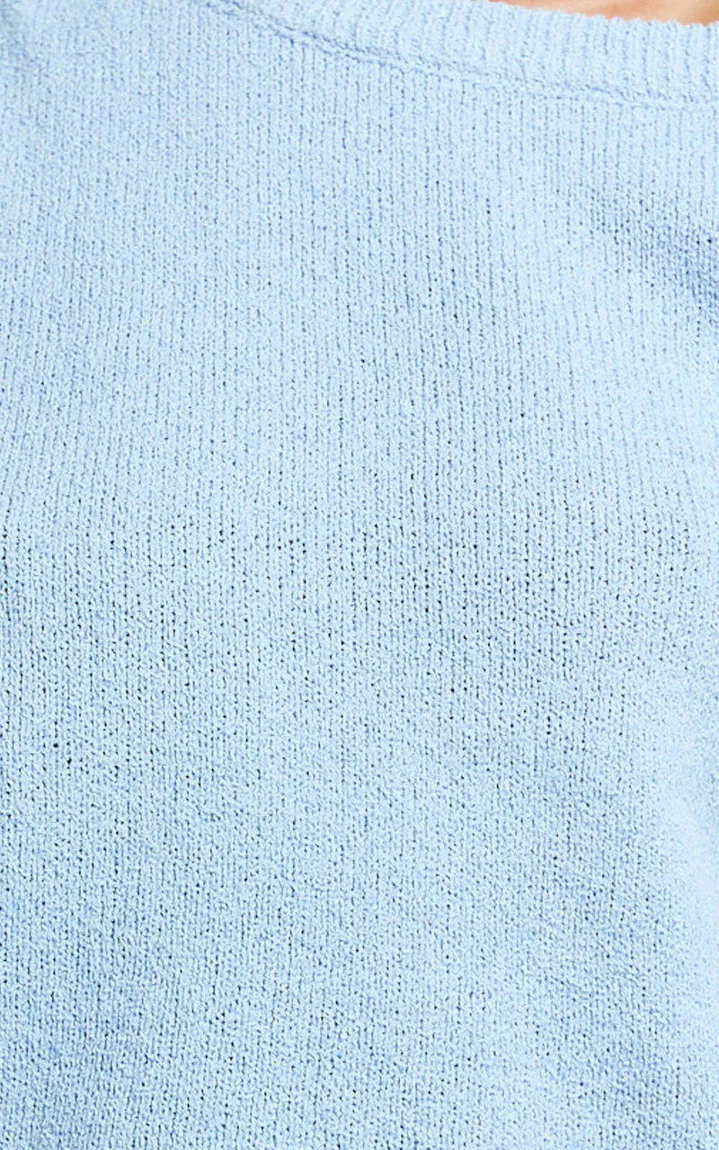 Marilou Top - Knit Off Shoulder Top in Pale Blue