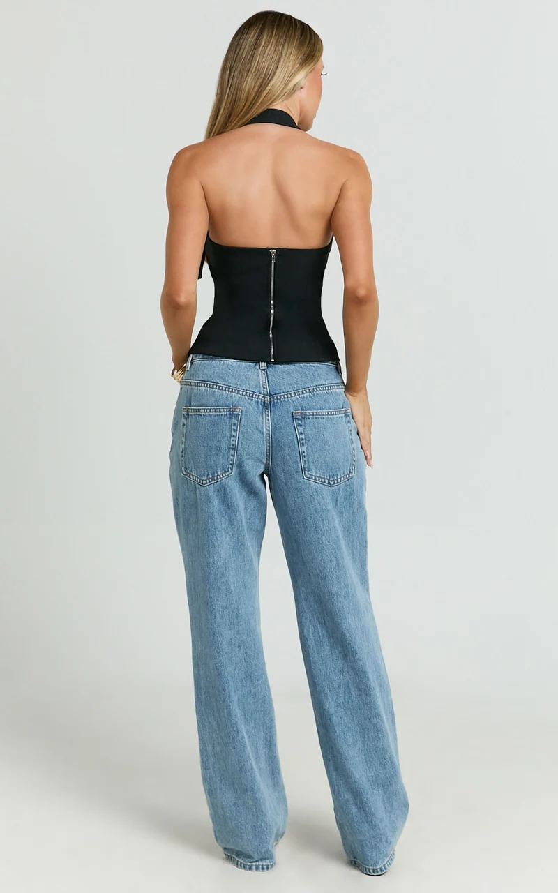 Tyler Top - Adjustable Halter Fitted Top in Black