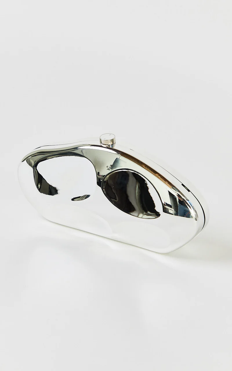 Mia Bag - Hammered Clutch Bag in Silver