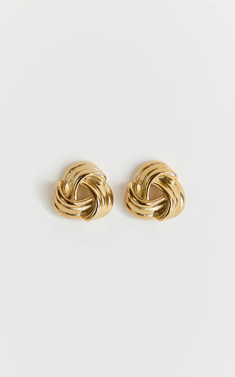Samantha Earrings - Knot Stud Earrings in Gold