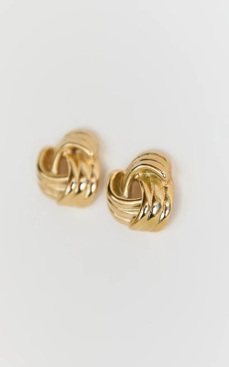 Samantha Earrings - Knot Stud Earrings in Gold