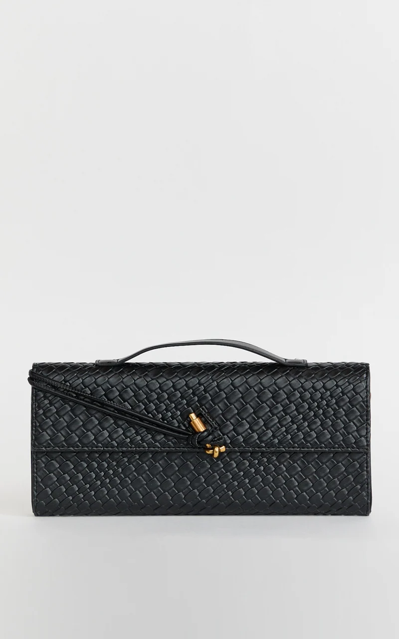 Krizza Bag - Woven Clutch Bag in Black