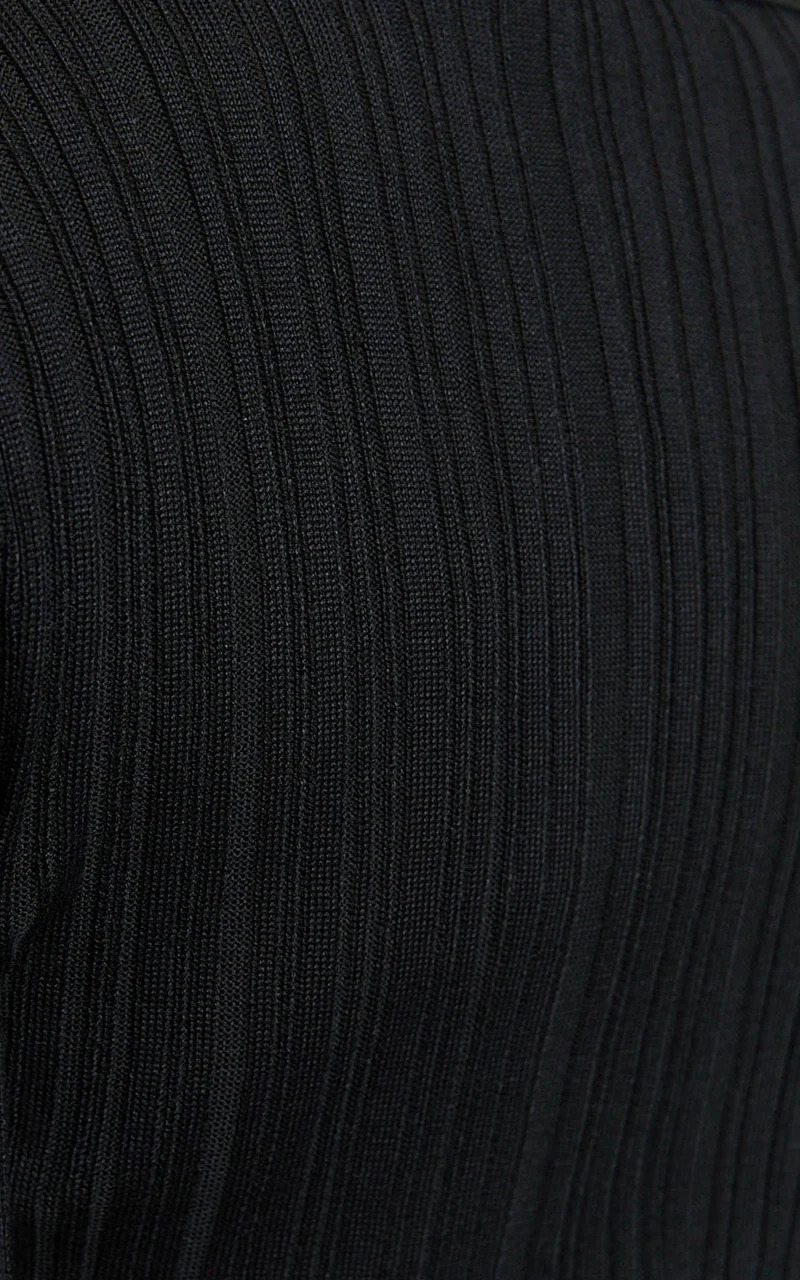 Kelsey Top - Button Through Long Sleeve Knit Top in Black