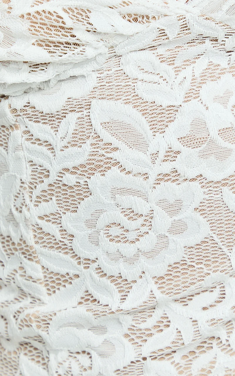 Antonia Top - V Neck Lace Detail Top in White