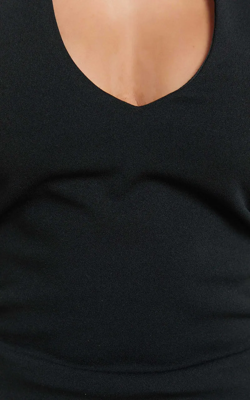 Rachel Top - Halter Fitted Top in Black
