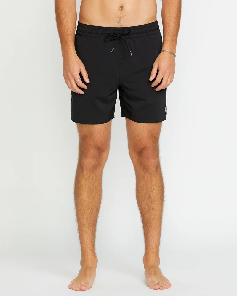 Lido Solid Trunk 16" Boardshorts - BLACK