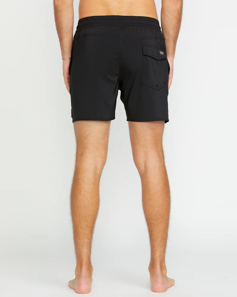 Lido Solid Trunk 16" Boardshorts - BLACK